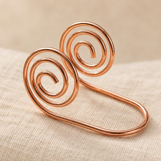 Copper&Ease — Flow Spiral Copper Hand Bracelet — surface detail