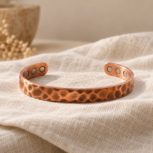 Copper&Ease — Furrow Hammered Copper Cuff — surface detail