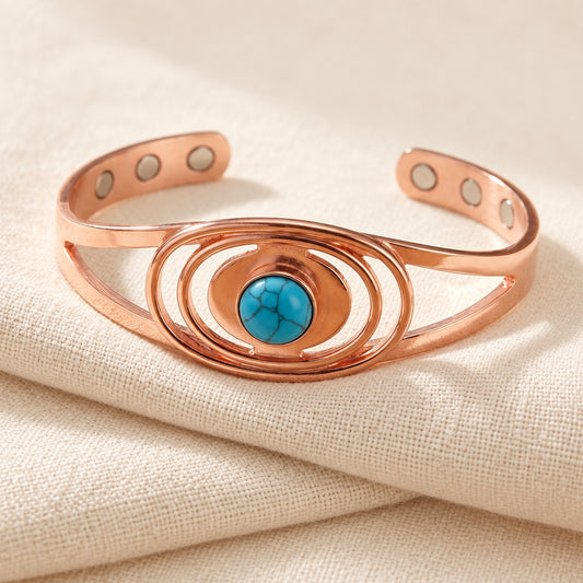 Copper&Ease — Sedge Blue Orbital Copper Cuff — surface detail