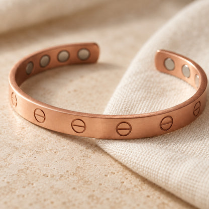 Copper&Ease — Bolt Screw-Motif Copper Cuff — surface detail