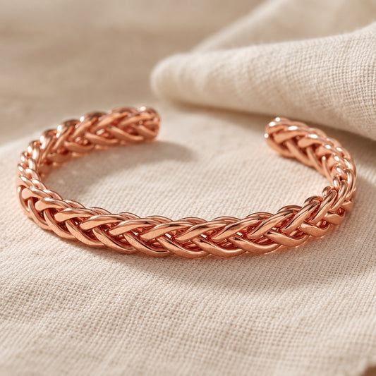 Copper&Ease — Bramble Braided Copper Cuff — surface detail