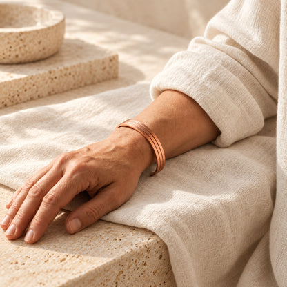 Copper&Ease — Core Grooved Copper Cuff — worn on the wrist