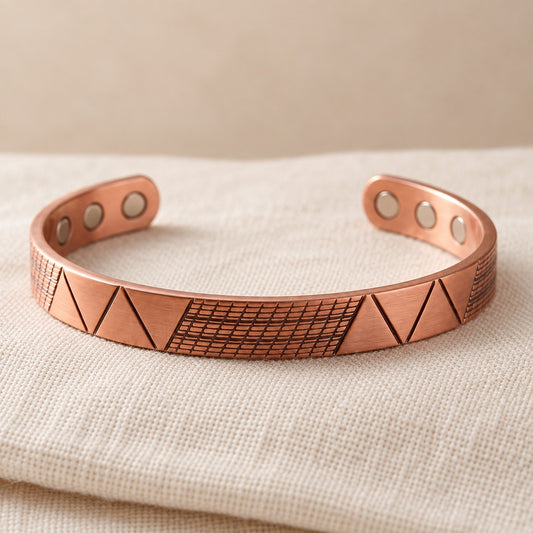 Copper&Ease — Crest Geometric Magnetic Copper Cuff — surface detail