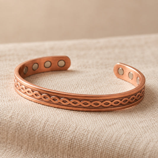 Copper&Ease — Current Infinity Magnetic Copper Cuff — surface detail