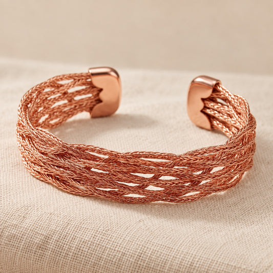Copper&Ease — Elk Openwork Copper Cuff — surface detail