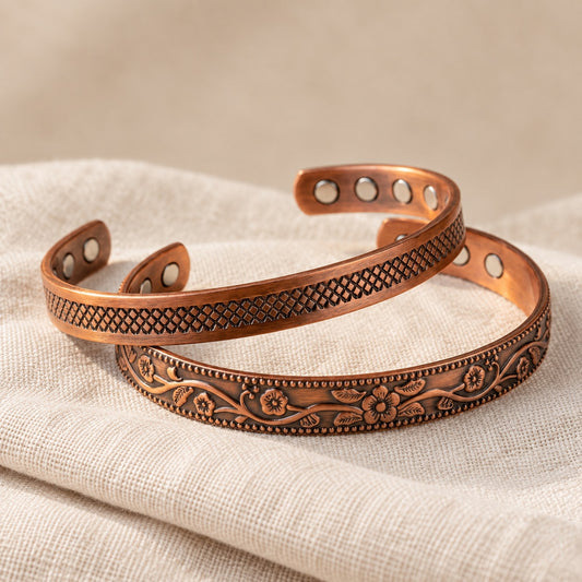 Copper&Ease — Forge Patterned Copper Cuff Duo — surface detail