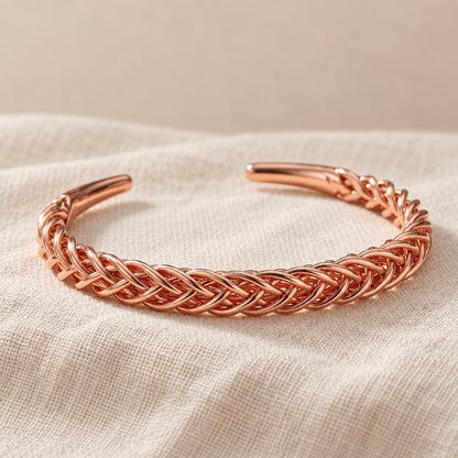 Copper&Ease — Fox Slender Braid Copper Cuff — surface detail