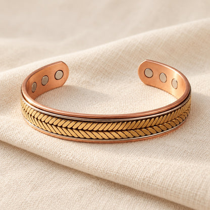 Copper&Ease — Harvest Herringbone Copper Cuff — surface detail
