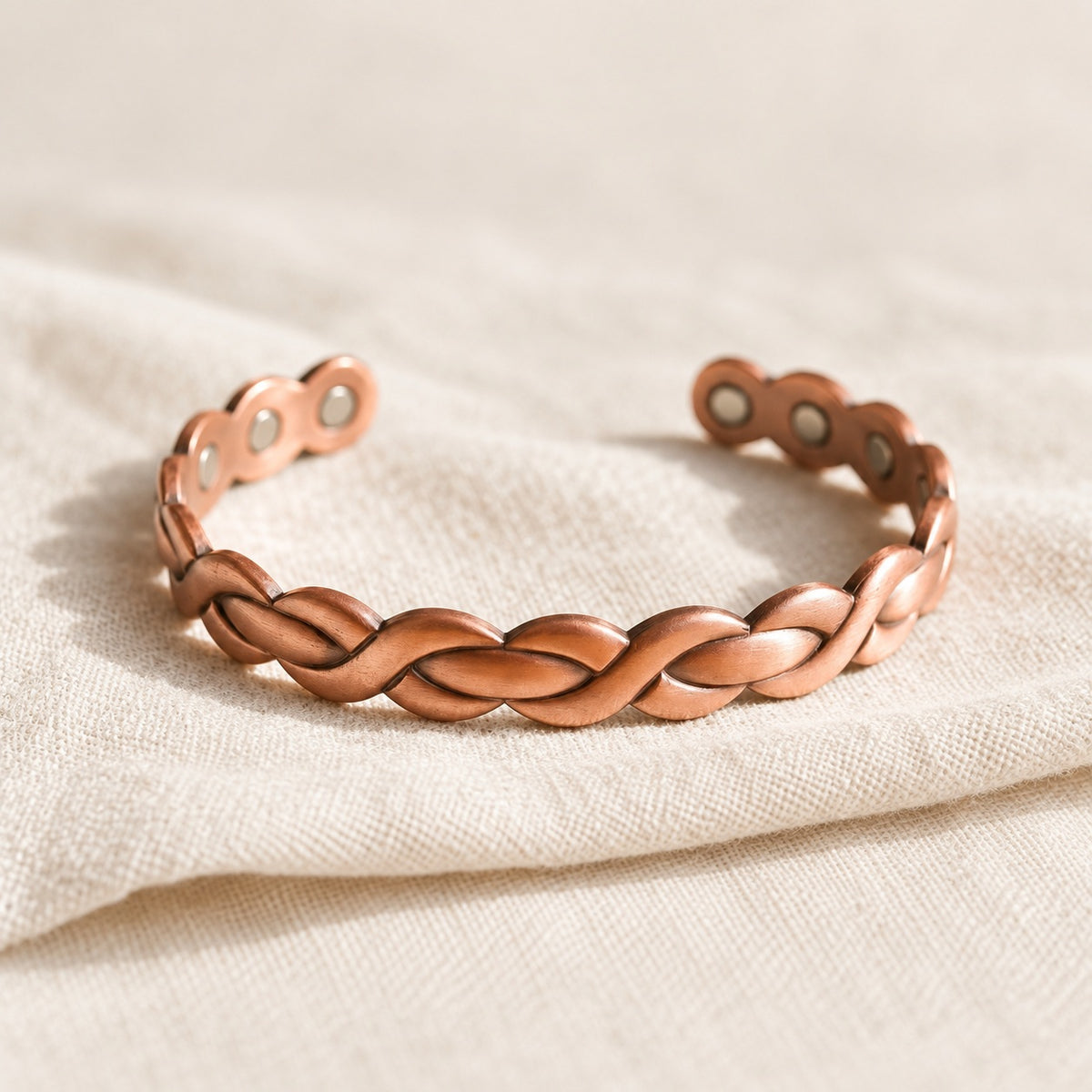 Copper&Ease — Loom Braided Copper Cuff — surface detail