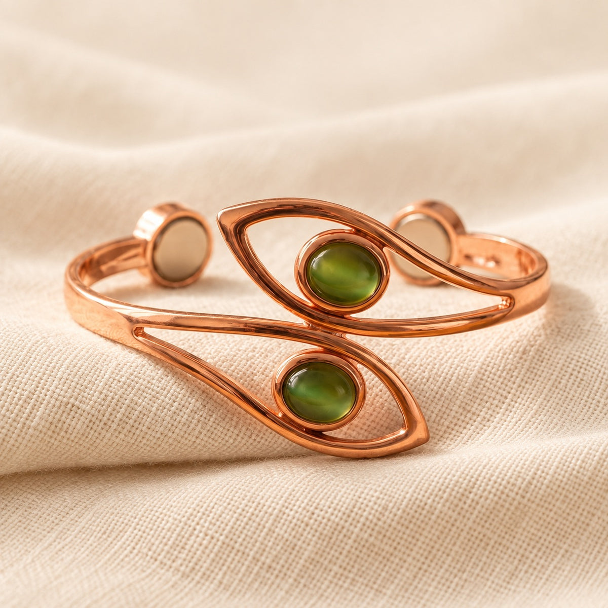 Copper&Ease — Opal Green Orbital Cuff — surface detail