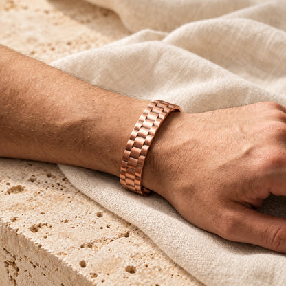 Copper&Ease — Ore Textured Copper Cuff — worn on the wrist