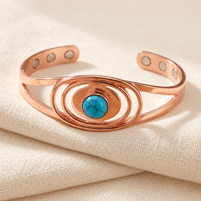 Copper&Ease — Sedge Blue Orbital Copper Cuff — surface detail