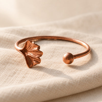 Copper&Ease — Shell Flower Copper Cuff — surface detail