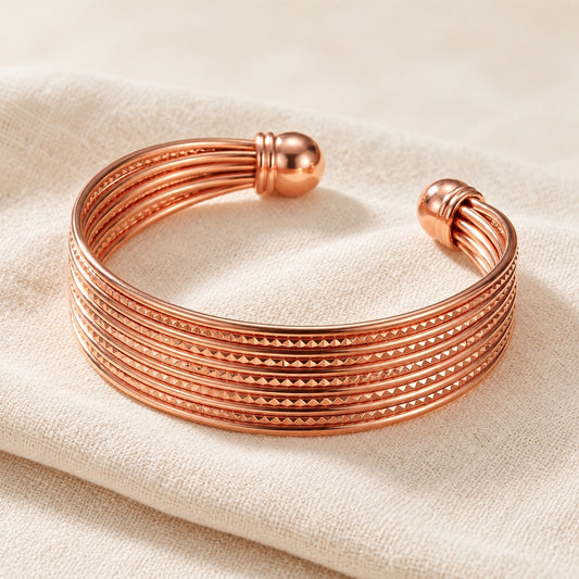 Copper&Ease — Swift Multirow Copper Cuff — surface detail