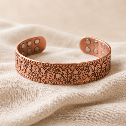 Copper&Ease — Timber Woodland Copper Cuff — surface detail