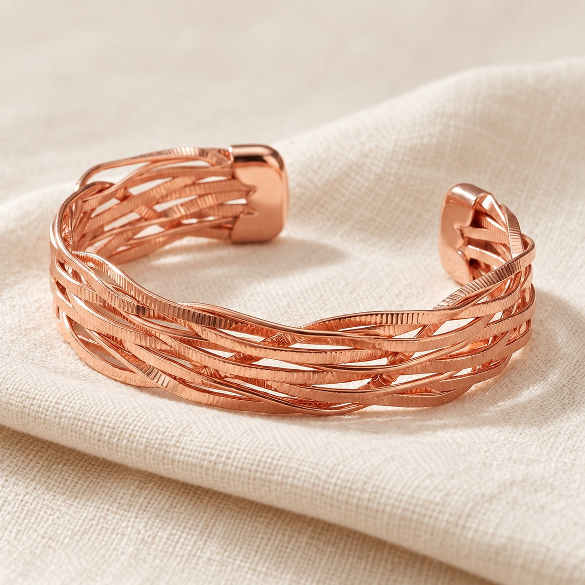 Copper&Ease — Wisp Woven-Wire Copper Cuff — surface detail