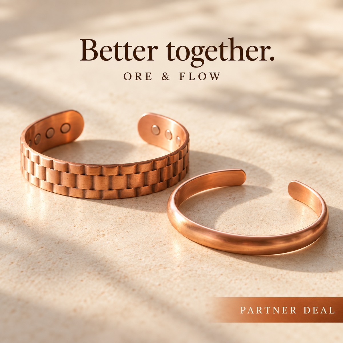 Ore & Flow — His & Hers Copper Bracelet Set