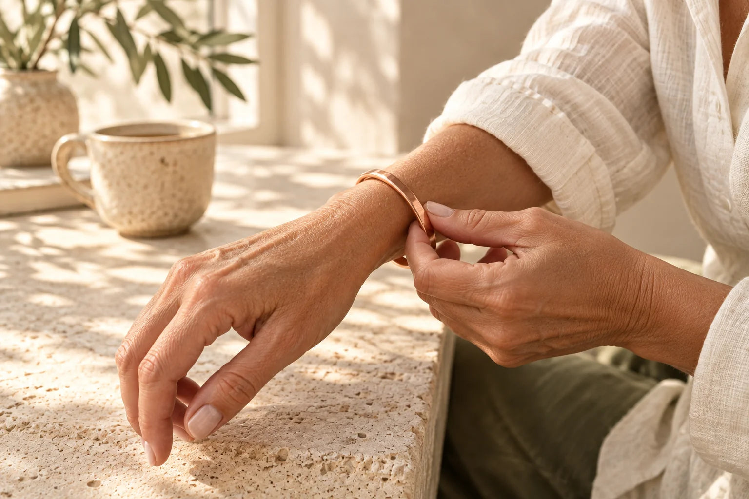 A quiet moment with copper jewellery